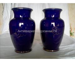 вазы кобальтовые позолоченные ВСВ Конаково